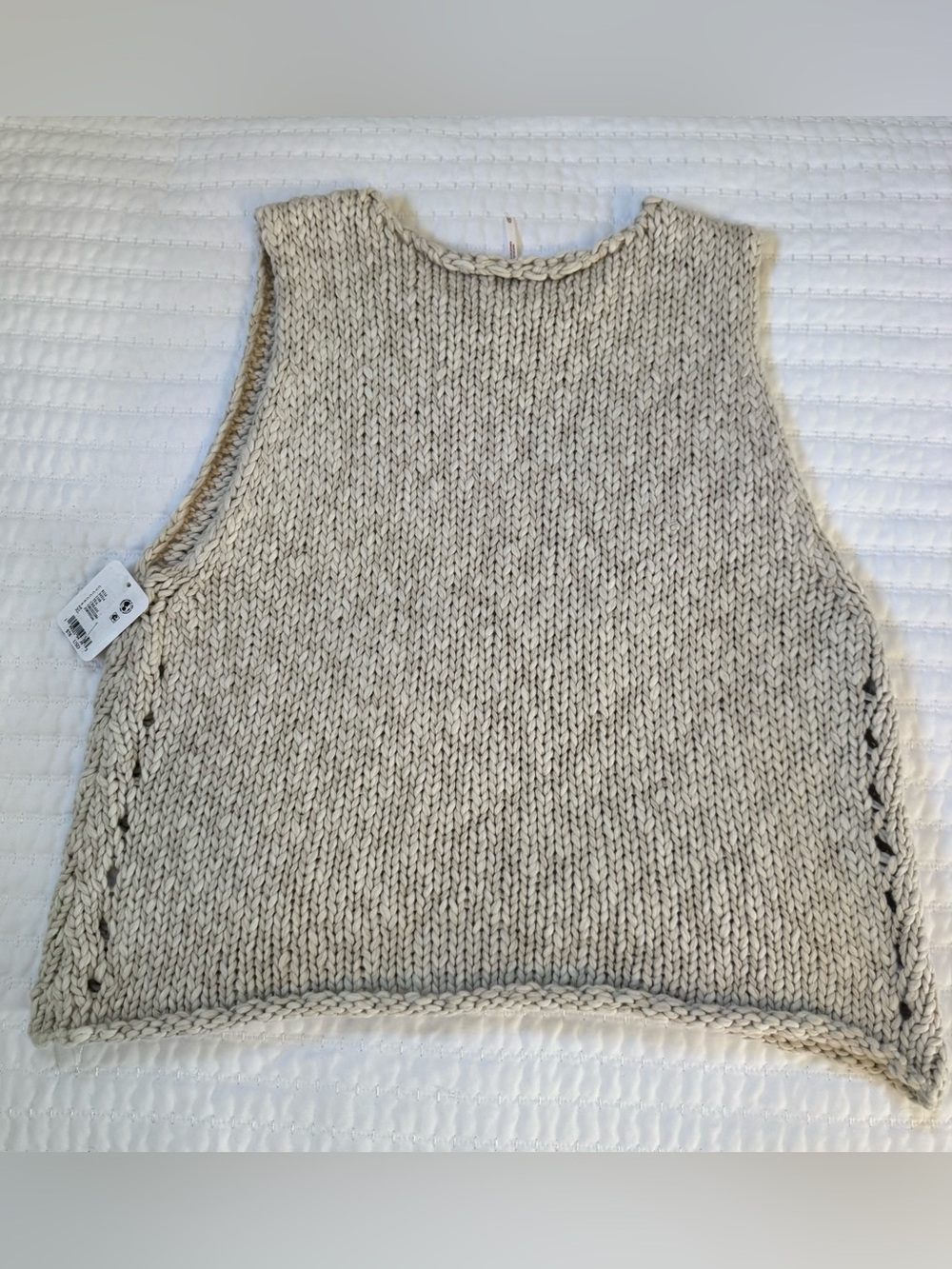 Free People We The Free XL Cream Chunky Knit Sleeveless Sweater Vest NWT